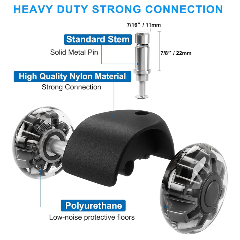 BowLift | 2 Inch Office Chair Caster Wheels 5 Pack Heavy Duty Chair Wheels 2200 lbs Load Capacity