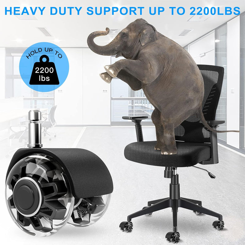 BowLift | 2 Inch Office Chair Caster Wheels 5 Pack Heavy Duty Chair Wheels 2200 lbs Load Capacity