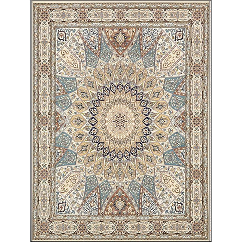 BowLift | Mediterranean Moroccan Carpet in Brown Medallion Irregular Shape Pattern Rug Polyester Non-Slip Rug for Home Decor