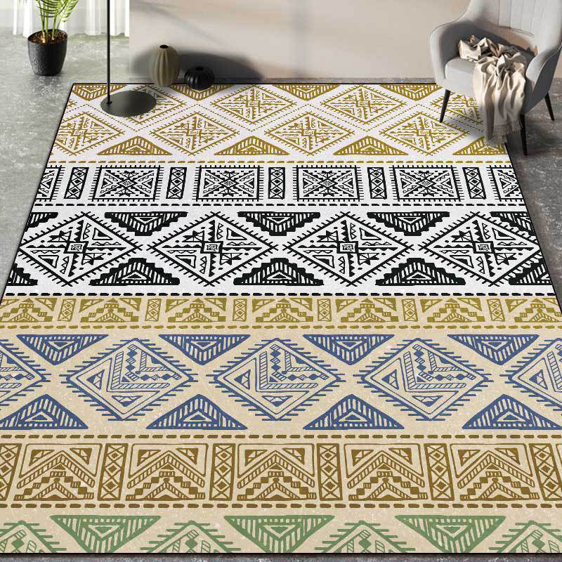BowLift | Colorful Bedroom Rug Southwestern Geometry Stripes Diamond Pattern Area Rug Polyester Machine Washable Rug