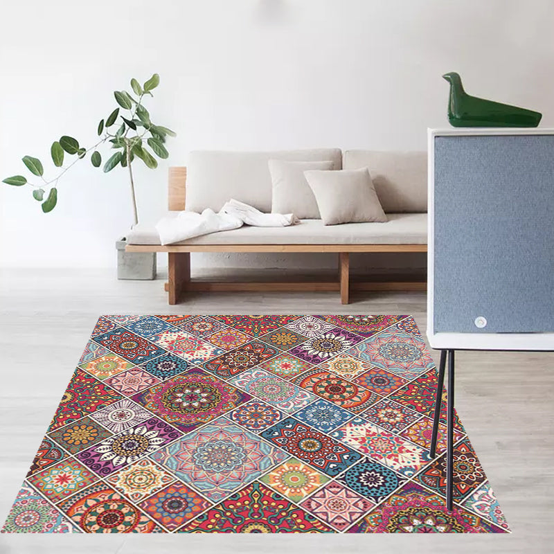 BowLift | Colorful Bedroom Carpet Moroccan Tiles Carpet Polyester Non-slip Backing Carpet
