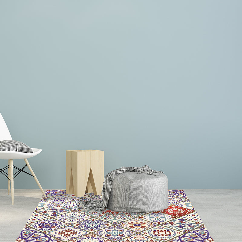BowLift | Ivory Bedroom Carpet Moroccan Flower Geometric Pattern Area Rug Polyester Non-Slip Pet-Friendly Rug