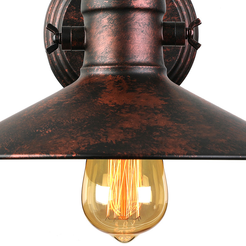 BowLift | Metallic Saucer Wall Light Antique Style 1-Bulb Hallway Wall Light Lamp in Black/Rust