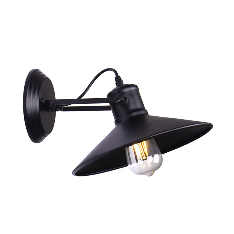 BowLift | Metallic Saucer Wall Light Antique Style 1-Bulb Hallway Wall Light Lamp in Black/Rust