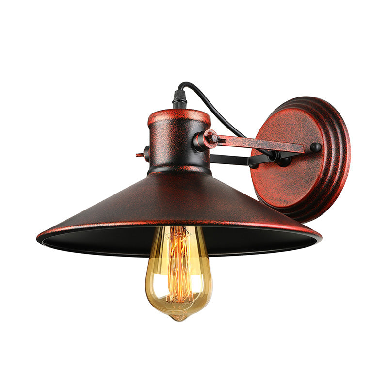 BowLift | Metallic Saucer Wall Light Antique Style 1-Bulb Hallway Wall Light Lamp in Black/Rust