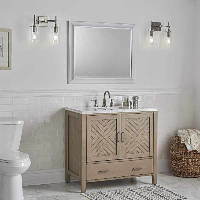 BowLift | Chrome/Nickel Cylinder Shade Wall Lighting Modern Clear Glass 2-Light Dining Room Wall Lamp