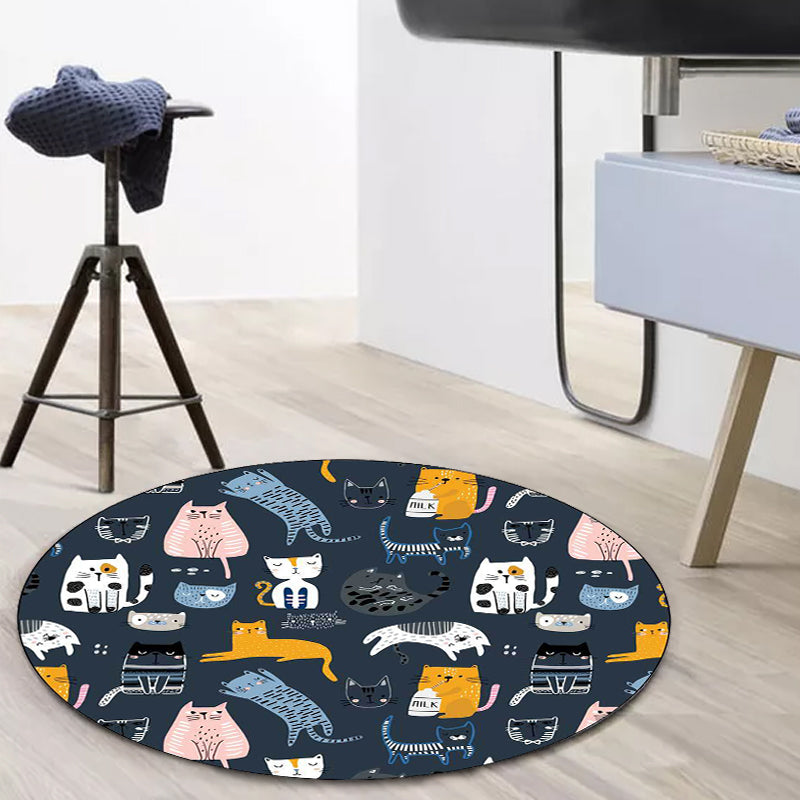 BowLift | Simple children's carpet in white and blue animal giraffe penguin rabbit pattern carpet polyester washable carpet for the children's room
