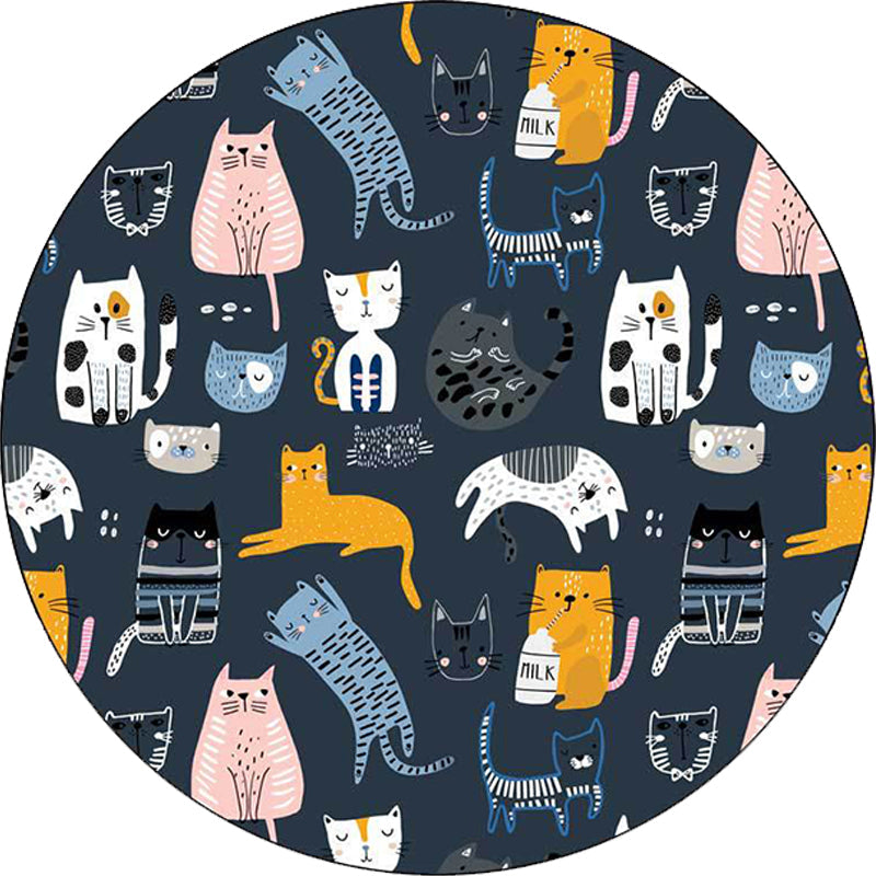 BowLift | Simple children's carpet in white and blue animal giraffe penguin rabbit pattern carpet polyester washable carpet for the children's room