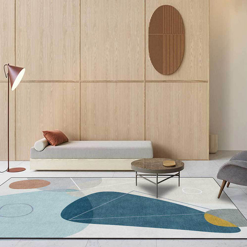 BowLift | Ivory Bedroom Rug Novelty Color Block Triangle Pattern Area Rug Polyester Non-Slip Backing Rug