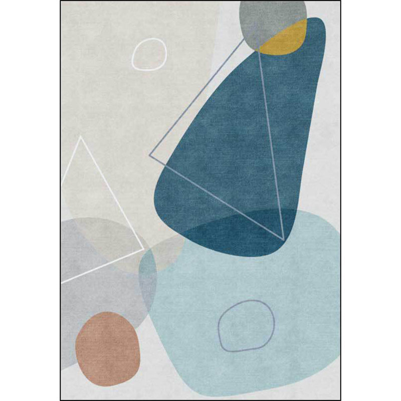 BowLift | Ivory Bedroom Rug Novelty Color Block Triangle Pattern Area Rug Polyester Non-Slip Backing Rug