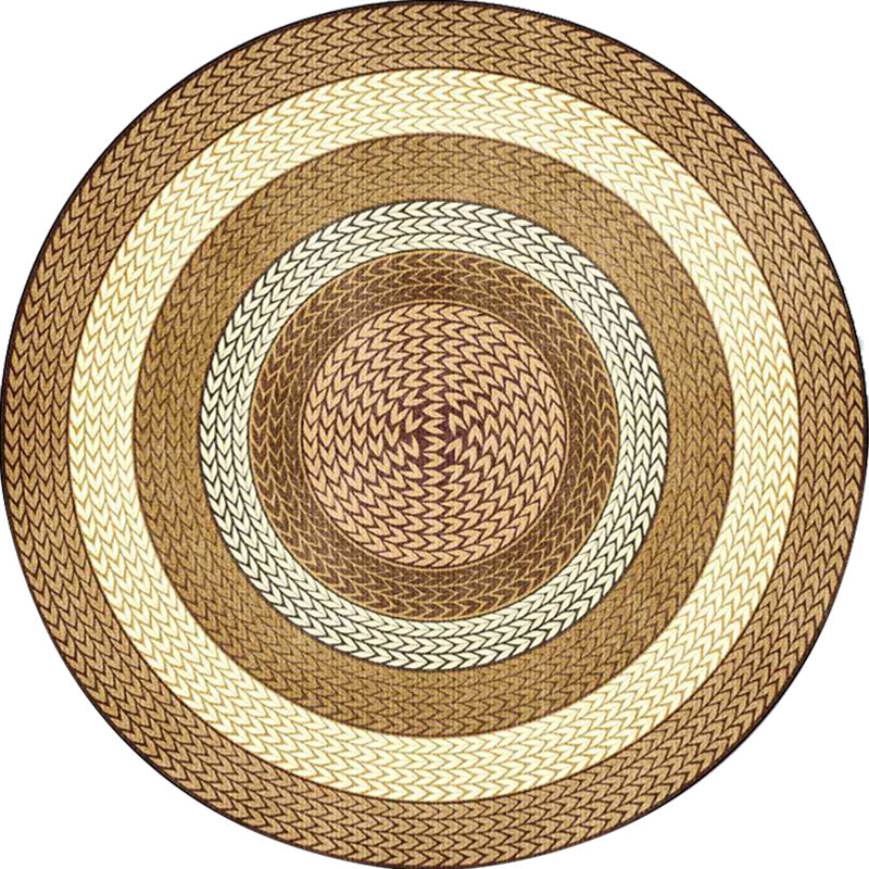 BowLift | Rustic Concentric Circles Pattern Carpet Yellow and Green Polyester Carpet Machine Washable Non-Slip Carpet for Living Room