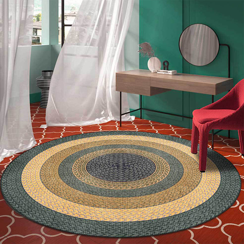 BowLift | Rustic Concentric Circles Pattern Carpet Yellow and Green Polyester Carpet Machine Washable Non-Slip Carpet for Living Room