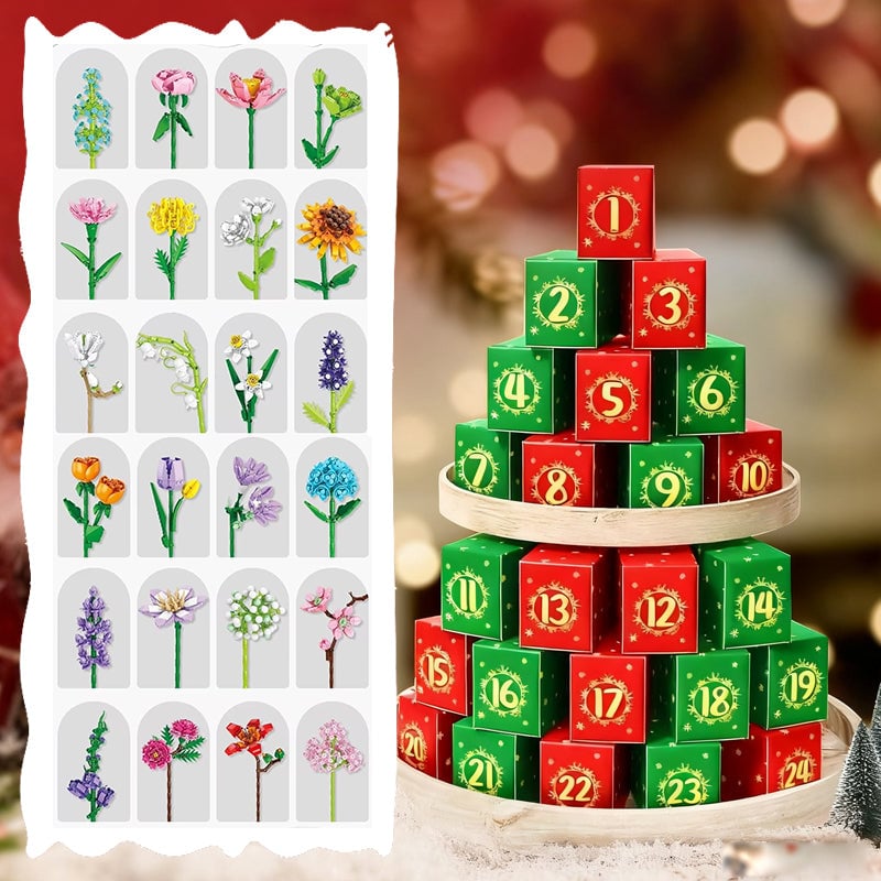 BowLift | Flower Bouquet Building Block Christmas Advent Calendar Set - Christmas Gift
