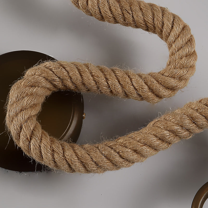 BowLift | Candle Holder Ropestone Wall Lamp with Curved Design Vintage 1 Light Bedroom Wall Mounted Lamp in Bronze