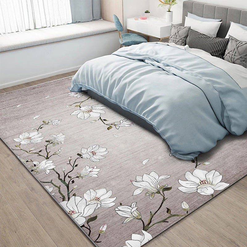 BowLift | Light Red Oriental Carpet Polyester Floral Element Carpet Washable Non-Slip Back Carpet for Living Room