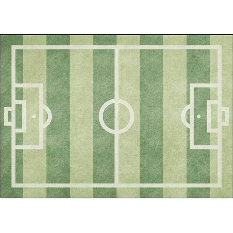 BowLift | Kids' Bedroom Rug in Green Sports Football Field Print Rug Polyester Non-Slip Back Washable Rug