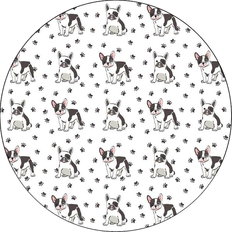 BowLift | Kids Bedroom Rug in White Animal Dog Paw Print Rug Polyester Non-Slip Backing Pet-Friendly Rug