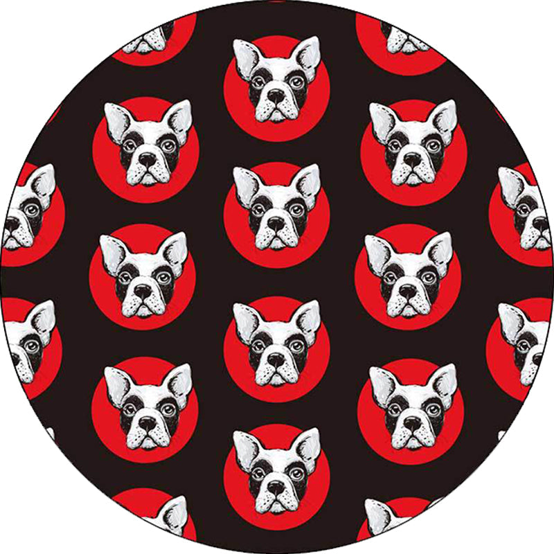 BowLift | Kids Bedroom Rug in Black Animal Dog Dots Print Rug Polyester Stain Resistant Pet Friendly Area Rug