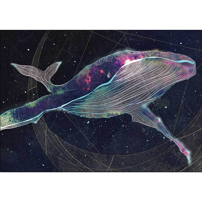BowLift | Kids Room Carpet in Black Extraterrestrial Star Whale Print Carpet Polyester Nonslip Back Washable Area Rug