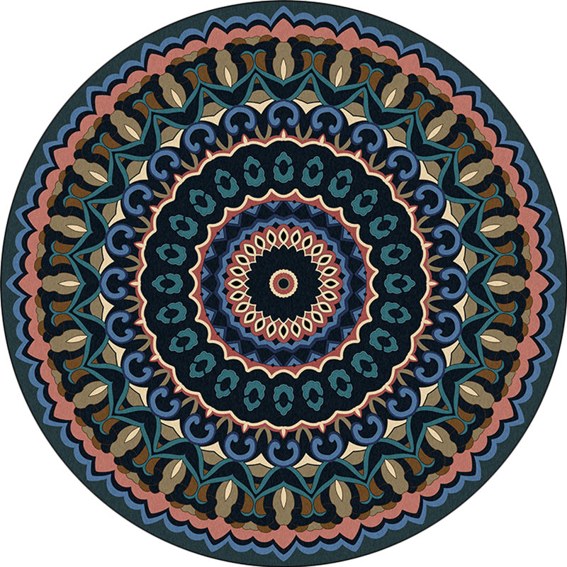 BowLift | Americana concentric circles pattern rug blue and green polyester rug machine washable non-slip rug for the bedroom