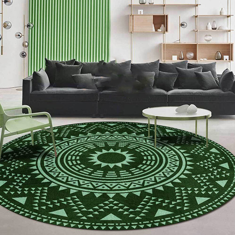 BowLift | Blue and green southwest rug Polyester geometric pattern rug washable non-slip backing rug for living room