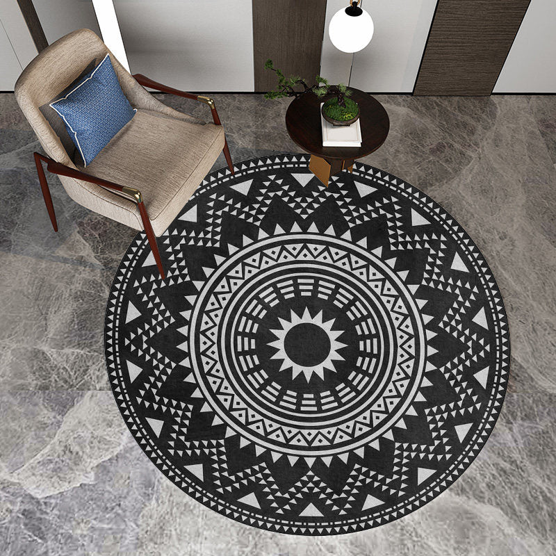 BowLift | Blue and green southwest rug Polyester geometric pattern rug washable non-slip backing rug for living room