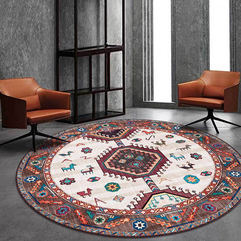 BowLift | Brown and Beige Southwestern Carpet Polyester Tribal Pattern Carpet Washable Non-Slip Back Carpet for Living Room