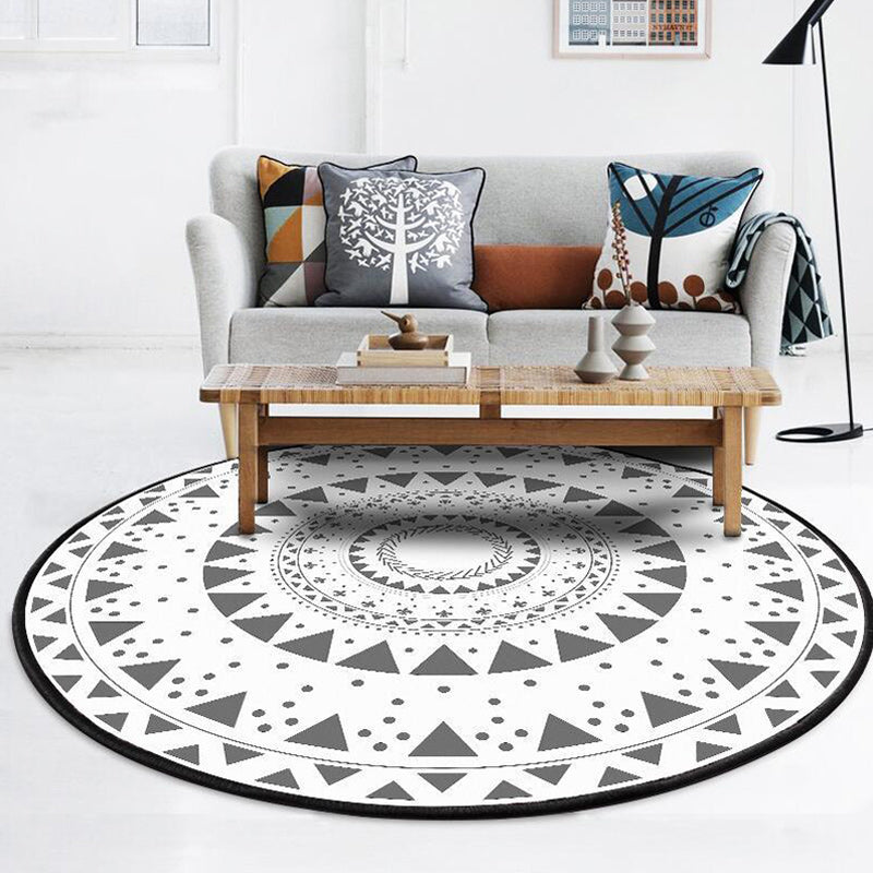 BowLift | Americana concentric circles pattern rug white polyester machine washable non-slip rug for bedroom