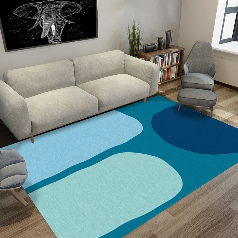 BowLift | Blue Bedroom Rug Novelty Color Box Pattern Rug Polyester Machine Washable Rug