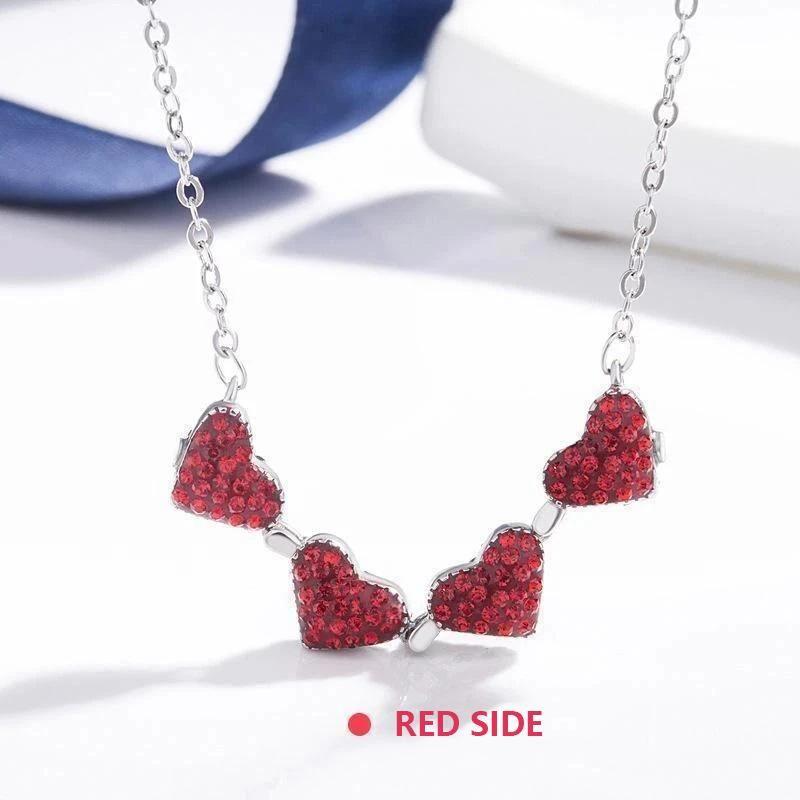 BowLift | Double Sided Four Leaf Clovers Heart Crystal Necklace