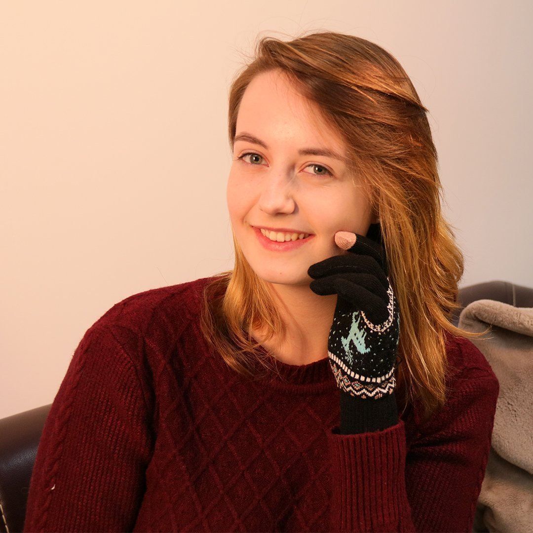 BowLift | Elk Snowflake Printed Knitted Touchscreen Glove