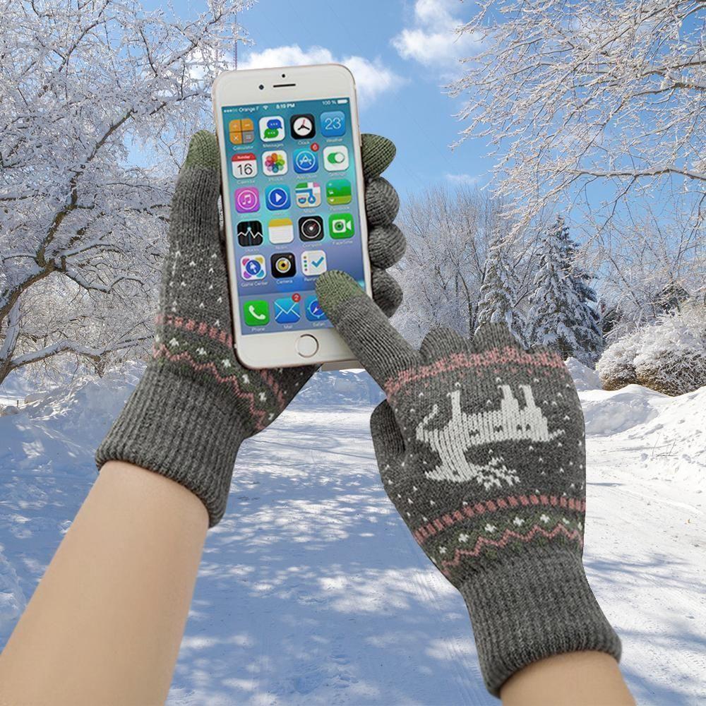 BowLift | Elk Snowflake Printed Knitted Touchscreen Glove