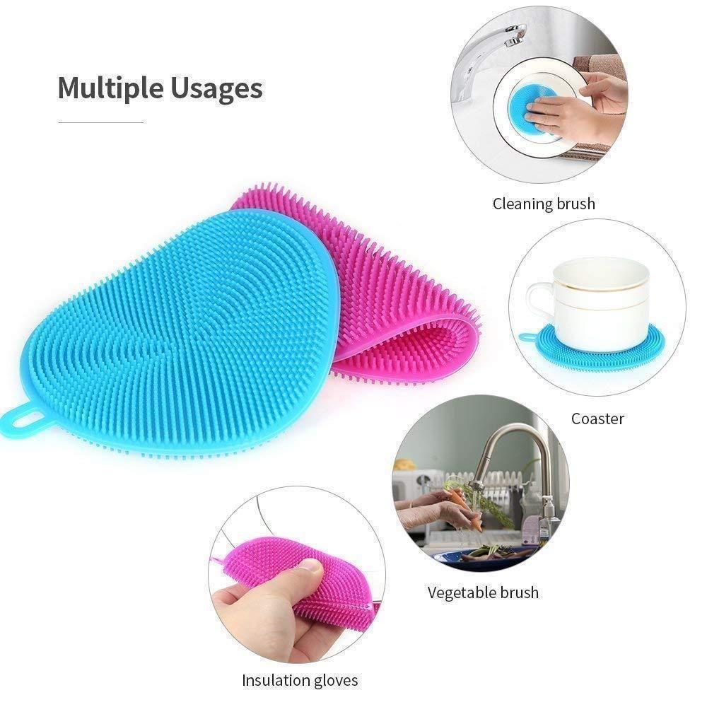 BowLift | Food Grade Multi-Function Antibacterial Silicone Scrubber Sponge Cleaning Brush Kitchen , 5pcs