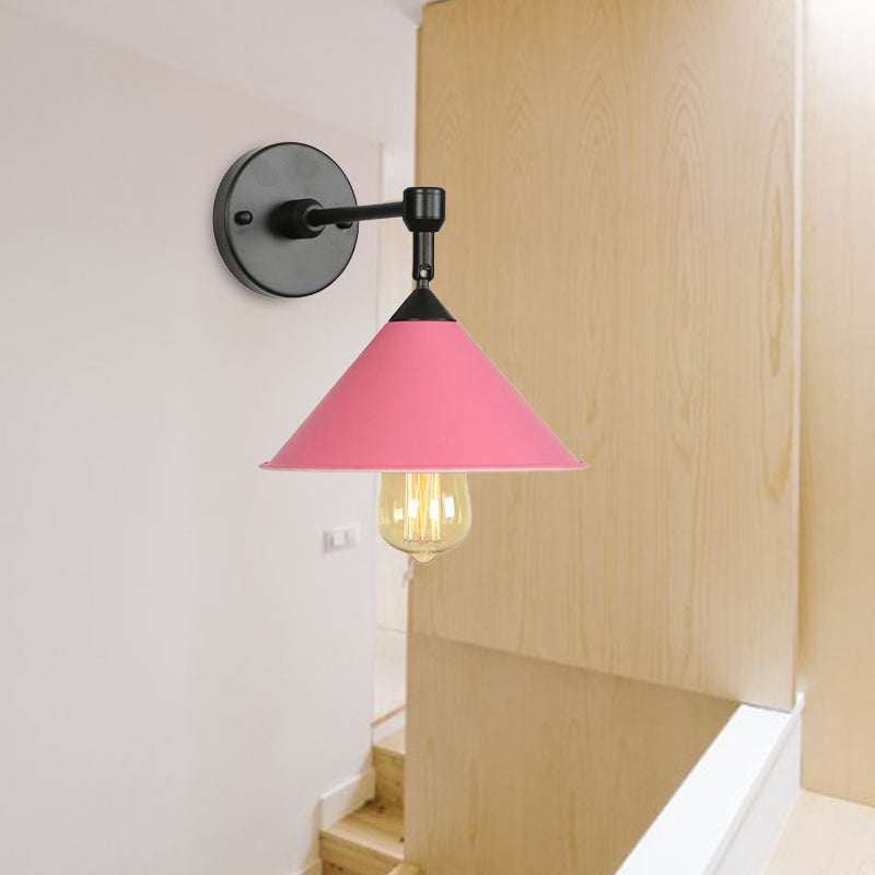 BowLift | Black/Gray Conical Wall Light Industrial Stylish Metallic 1 Head Bathroom Wall Lamp