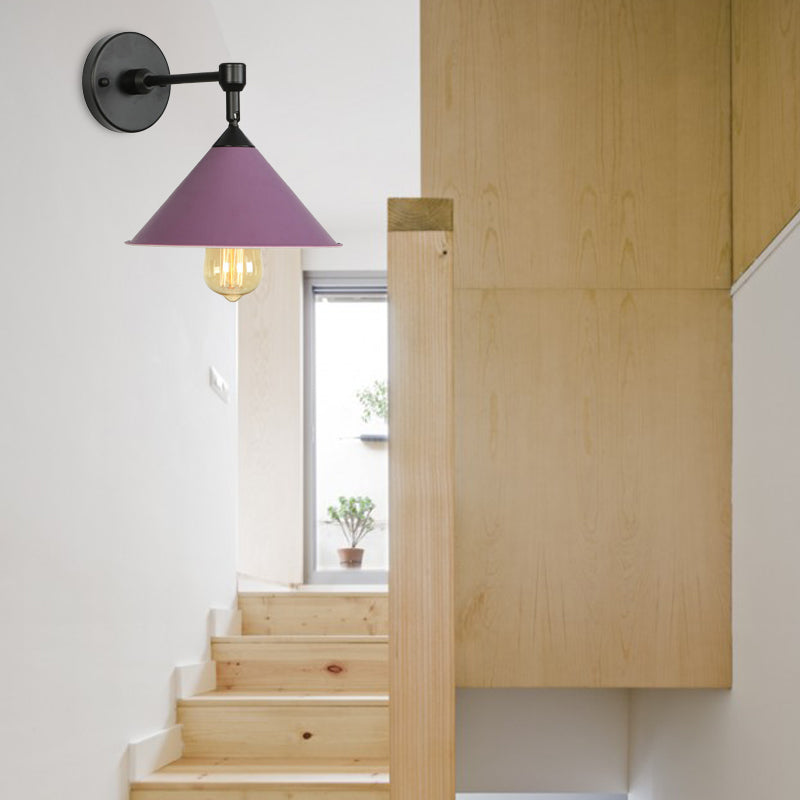 BowLift | Black/Gray Conical Wall Light Industrial Stylish Metallic 1 Head Bathroom Wall Lamp