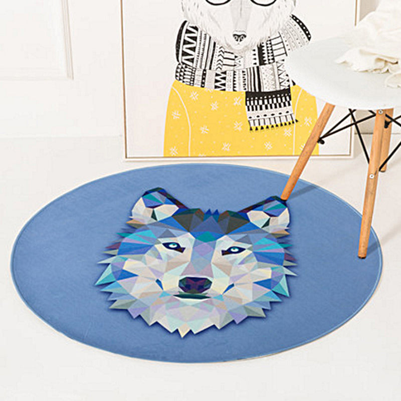 BowLift | Green and Yellow Children's Room Carpet Children Animal Fawn Bear Wolf Cat Pattern Area Rug Polyester Non-Slip Back Carpet