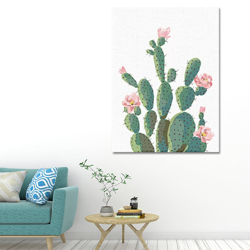 BowLift | Green Cactus Flower Canvas Print Botanical Tropical Textured Wall Art for Home