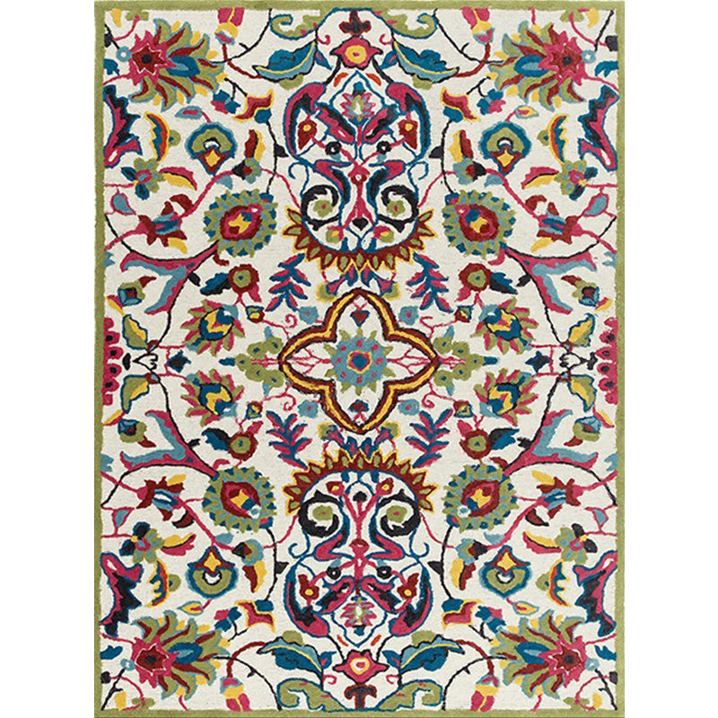 BowLift | Classic Floral Design Rug Gray Multi-Color Classic Rug Polyester Washable Non-Slip Back Rug for the Living Room