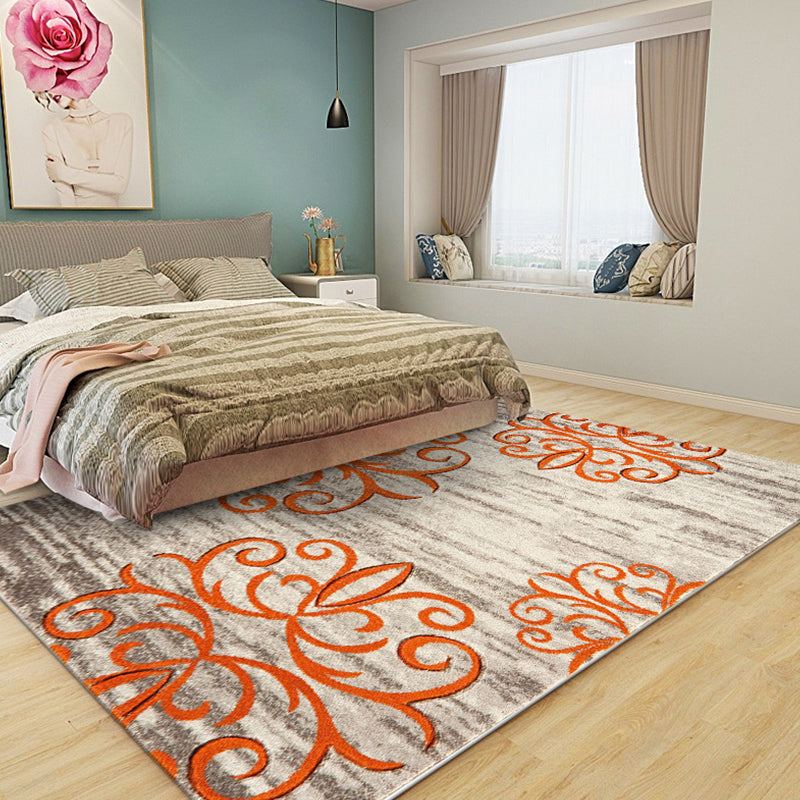 BowLift | Washed Paisley Pattern Rug Gray Classic Rug Polyester Washable Non-Slip Base Rug for Living Room