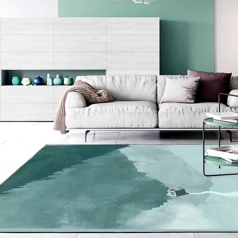 BowLift | Large Bedroom Rug Modern Geography Mountain House Pattern Rug Polyester Anti-Slip Back Rug