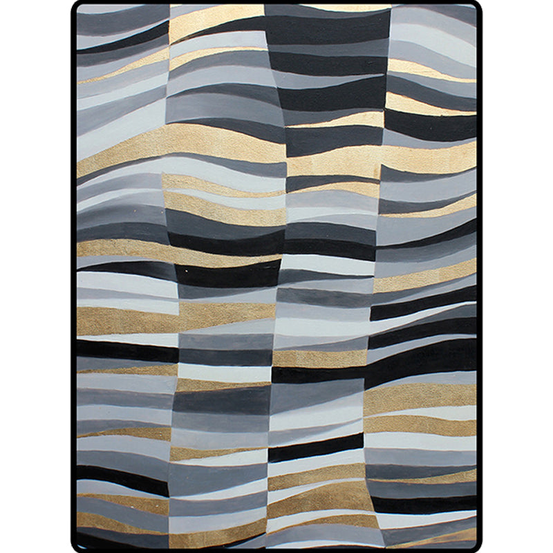 BowLift | Minimalistic Novelty Rug in Gray Geometric Lines Pattern Rug Polyester Machine Washable Rug for Home Decoration