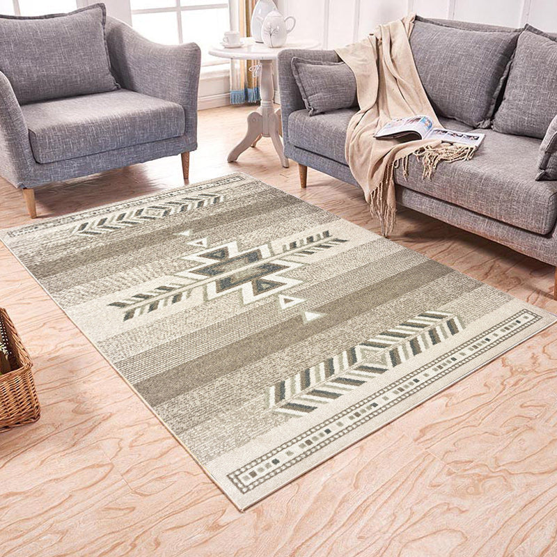 BowLift | Brown and White Bedroom Rug Southwest Geometric Diamond Stripe Pattern Rug Polyester Pet-Friendly Rug