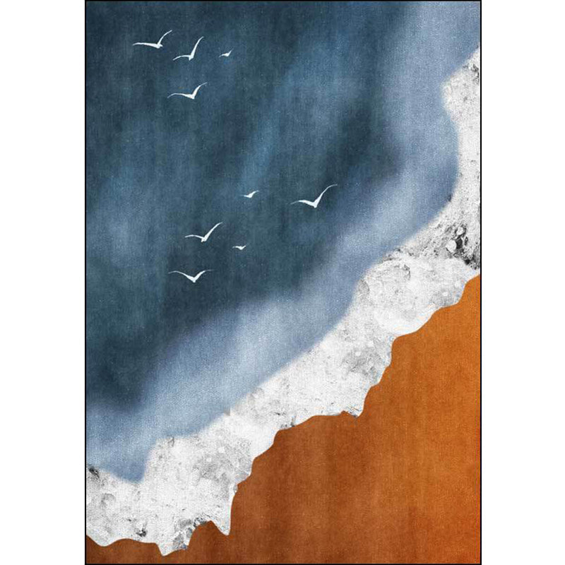 BowLift | Brown and blue contemporary carpet polyester geography pattern carpet washable non-slip backing carpet for living room