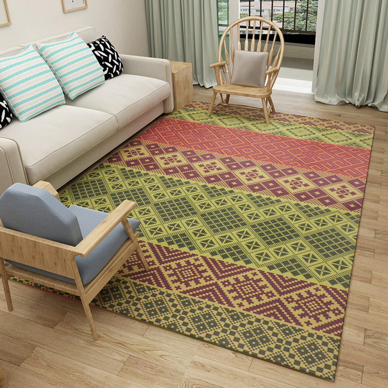 BowLift | Green and white bedroom carpet southwestern geometric animal pattern rug polyester non-slip rug