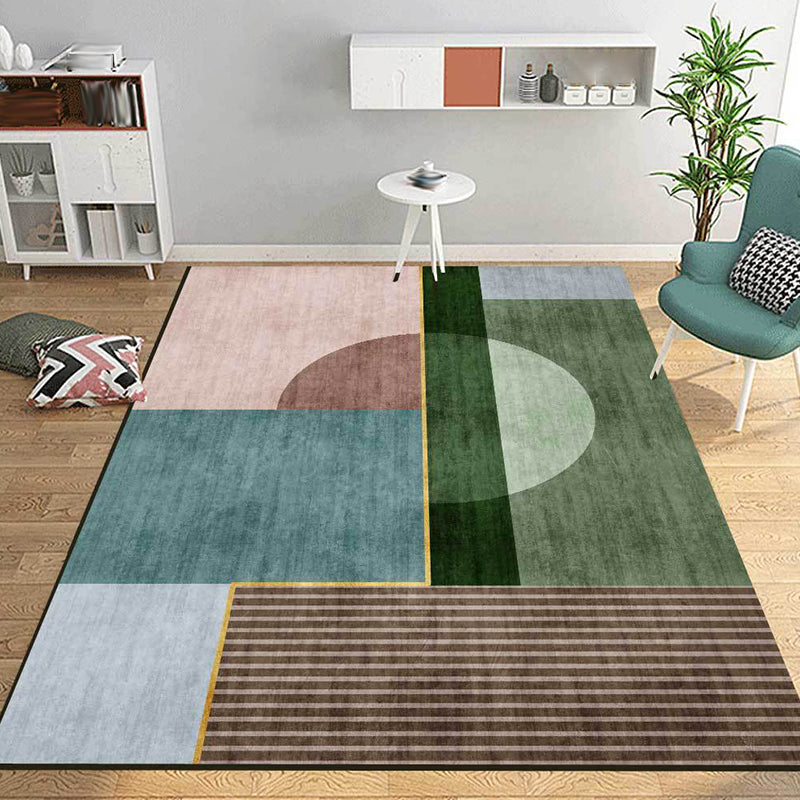 BowLift | Simple Color Block Carpet Multicolor Nordic Carpet Polyester Washable Non-Slip Back Area Rug for Living Room
