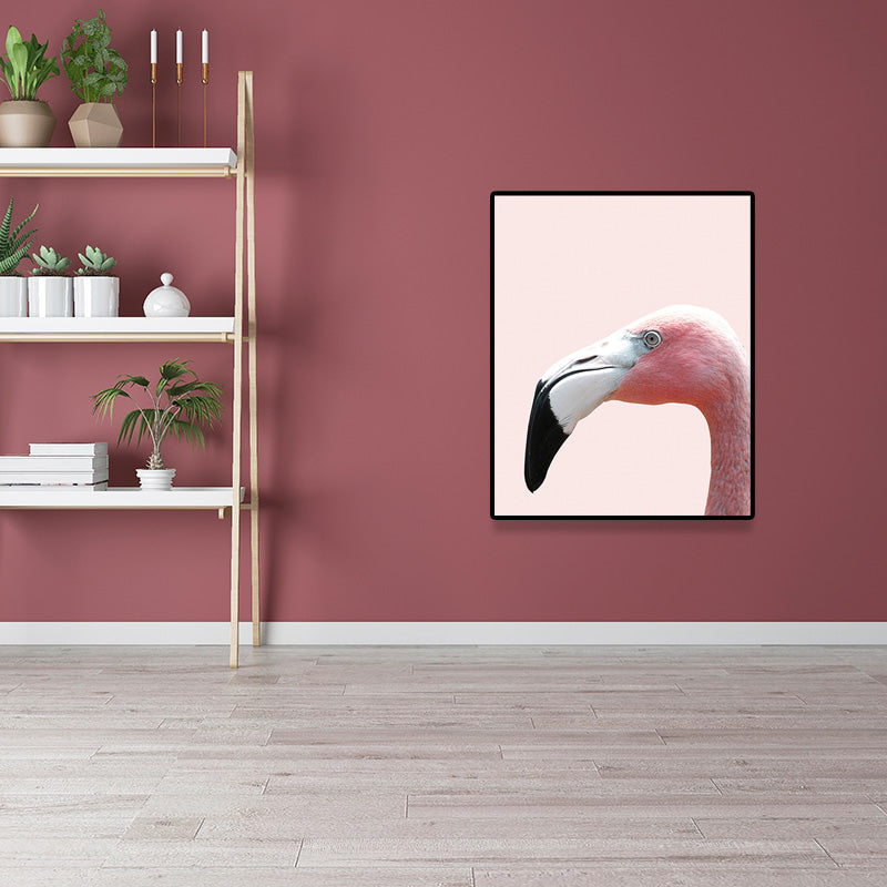 BowLift | Head of Flamingo Canvas Print Tropical Texture Family Room Wall Art in Pink