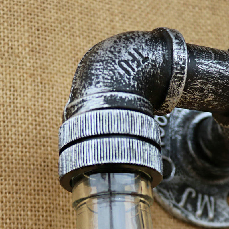 BowLift | Glass Gray/Blue Wall Light Wine Bottle 2 Lights Industrial Style Wall Mount Light for Living Room