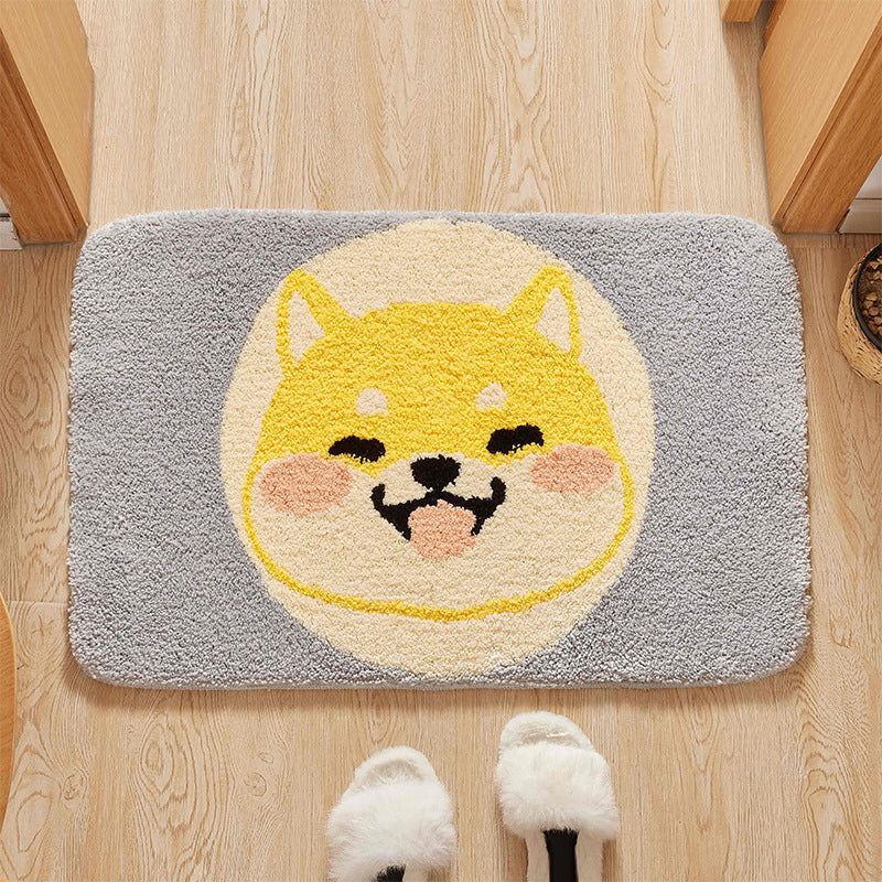 BowLift | Green Children's Room Rug Kids Animal Dog Circle Pattern Area Rug Polyester Non-Slip Background Carpet