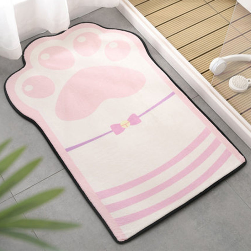 BowLift | Kids Bedroom Uneven Carpet in Pink and Purple Animal Paw Bow Print Carpet Polyester Non-Slip Background Carpet