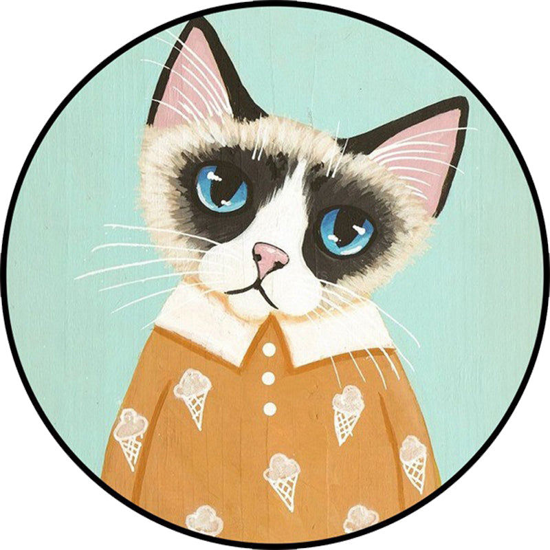 BowLift | Casual Kids Rug in Pink and Blue Animal Cat Pattern Rug Polyester Stain Resistant Non-Slip Rug for the Children's Room